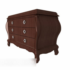 European Style Brown Side Cabinet 3d model