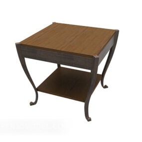 European Elegant Solid Wood Side Table 3d model