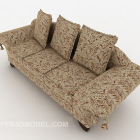 Europeisk stil krossad blomma Multier soffa 3d-modell