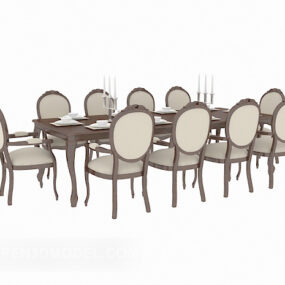 European Style Dining Table And Chair 3d model