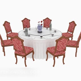 European Style Exquisite Dining Table Chair 3d model