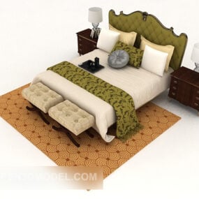 European Style Exquisite Double Bed 3d model