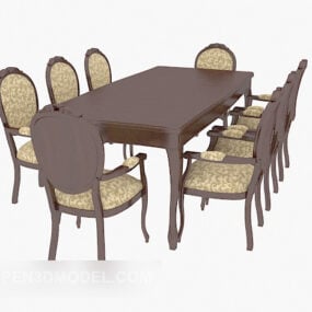 European Style Family Dining Table 3d model