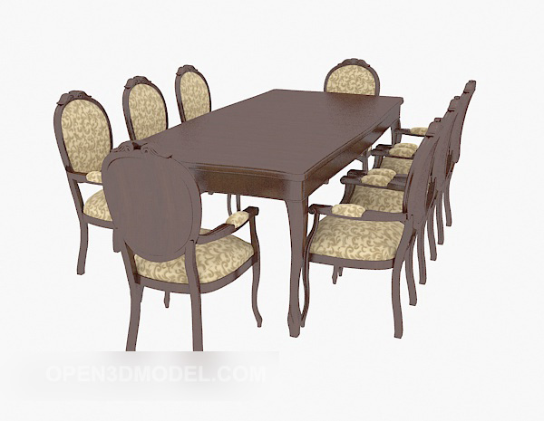 European Style Family Dining Table Free 3d Model - .Max - Open3dModel