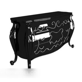 Czarna szafka boczna w stylu europejskim Model 3D