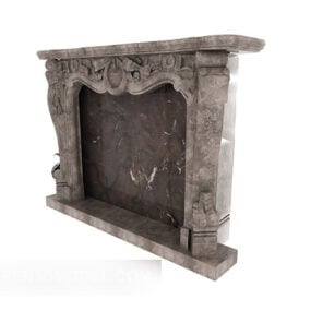 European Style Gray Home Fireplace 3d model