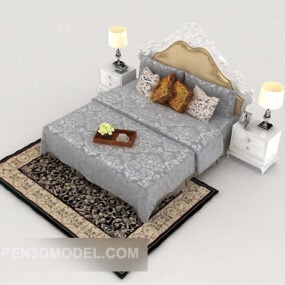 European Style High-end Double Bed 3d model