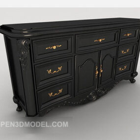 European-style Home Black Side Cabinet 3d model