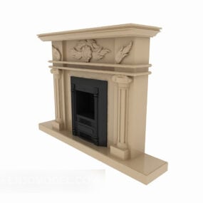 European-style Home Minimalist Fireplace 3d model