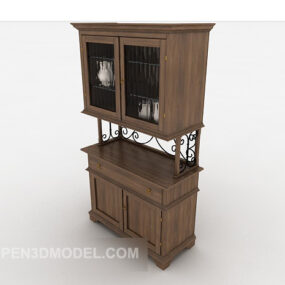 European-style Home Solid Wood Cabinet 3d model
