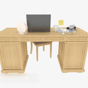 European-style Home Solid Wood Desk 3d model