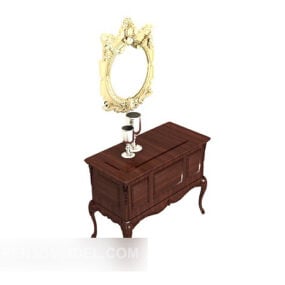 European-style Home Solid Wood Hall Cabinet 3d model