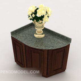 European-style Home Solid Wood Side Cabinet 3d model