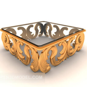 European Style Lace Glass Coffee Table 3d model