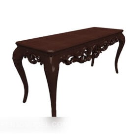 שולחן צד עץ מלא תחרה בסגנון אירופאי דגם תלת מימד