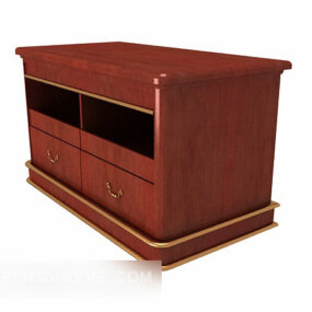 European Style Mahogany Side Cabinet 3d model