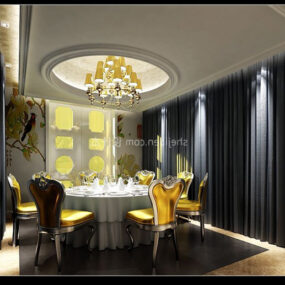 Dekorasi Eropa Model Interior Restoran 3d