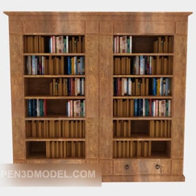 مدل سه بعدی قفسه کتاب ساده به سبک اروپایی