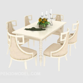 European Style Simple Dinning Table Chair 3d model