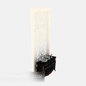 European Style Solid Wood Hall Cabinet 3d model