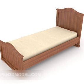 European Style Solid Wood Single Bed 3d model