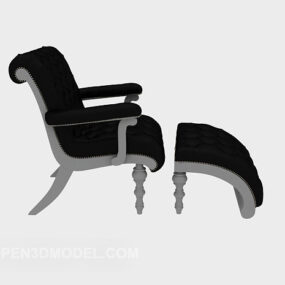 European-style Solid Wood Single Sofa Chair 3d model