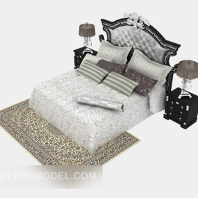 European Style Warm Double Bed 3d model