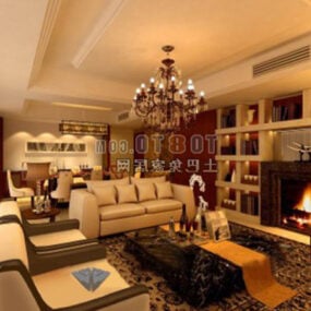 European-style Classic Living Room Interior 3d model