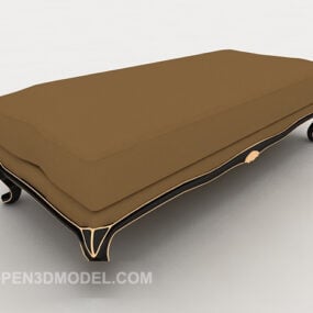European-style Wooden Brown Sofa Stool 3d model