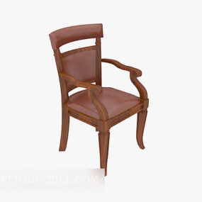European Style Red Wooden Chair 3d model