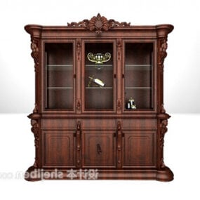 European-style Wooden Display Cabinet 3d model