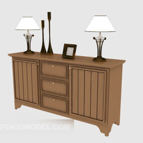 European Style Wooden Console Cabinet 3d model