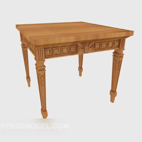 European Style Wooden Side Table 3d model