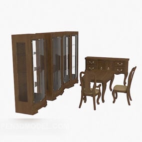 European Table Chairs, Bookcases 3d model