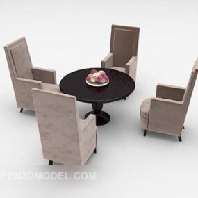 European Table And Cubic Chairs 3d model