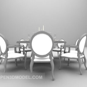 Evropský čajový stůl A židle 3D model