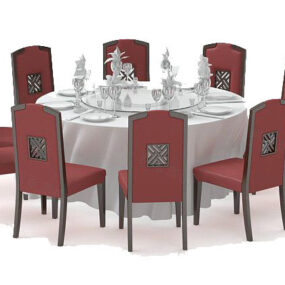 Modelo 3d de cadeira de mesa de jantar redonda europeia