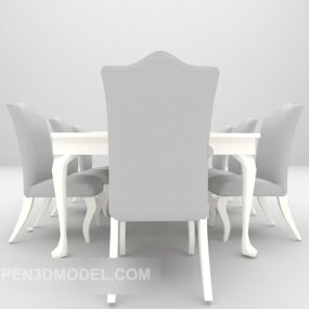 Classic Style European Table High Back Chair 3d model