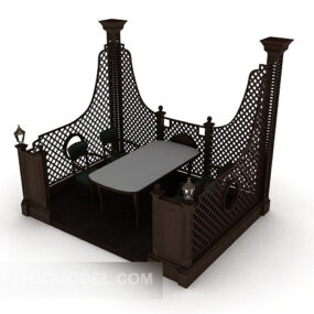 Modelo 3d de cadeiras de mesa europeias para sala de chá