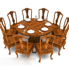 Modelo 3d de mesa de jantar caseira tradicional europeia