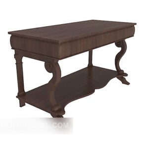 אירופאי וינטג' מסורתי שולחן עץ מלא דגם תלת מימד
