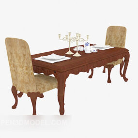 European Two-person Western Dining Table 3d model
