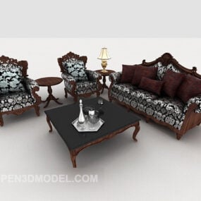 Sofa Kombinasi Pola Vintage Eropa model 3d