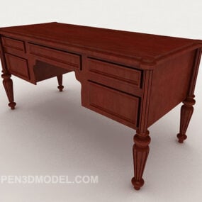 European Vintage Wooden Desk 3d model