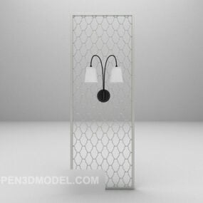 European White Lamp With Screen Wall 3d model