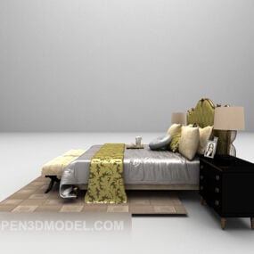 تخت بادی اروپایی با فرش مدل سه بعدی