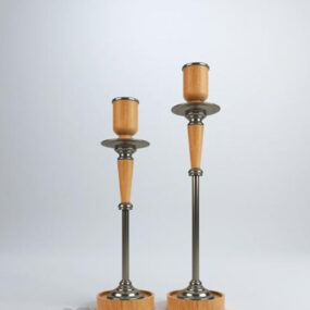 European Wooden Candlestick 3d model