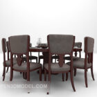 European wooden dining table large 3d model