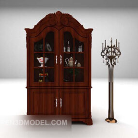European Wooden Display Closet 3d model
