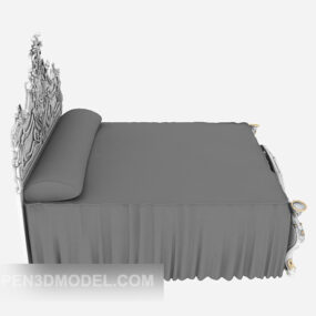 Cama de muebles de madera tallada europea modelo 3d